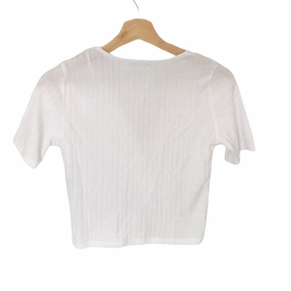 Zara White Front Knotted Crop Top Size M NWOT - Picture 5 of 5